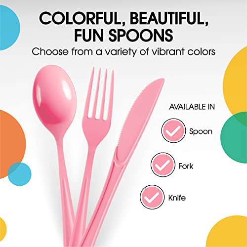 Party Solids Pink Plastic Spoons (200 Count)
