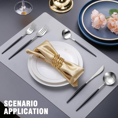 Matte Black Silver Silverware Set for 6 (30 Count)