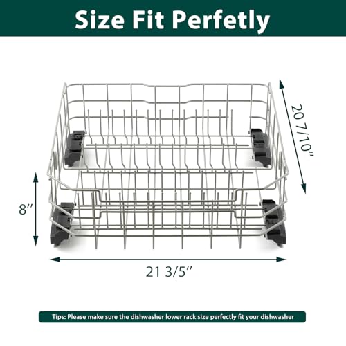 Upgraded WD28X34744 WD28X26099 Lower Rack Replacement Parts for GE Dishwasher Dishrack 20.7'' D x 21.6'' W GE GDF510PSM0SS GDF510PSJ0SS GDF510PSR0SS WD28X24396 Bottom Drawer Tray Assembly 1 Pack