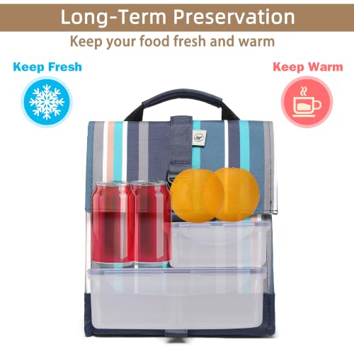 Insulated Lunch Bag Rolltop Lunch Box Tote Bag for Women
