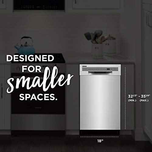 18 in. ADA Compact Front Control Dishwasher in Stainless Steel with Dual Spray Arms