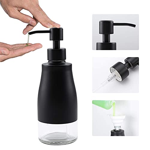 Black Soap Dispenser with Coaster and Stickers