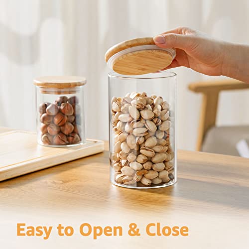 32 Oz Thick Walled Glass Jars with Bamboo Lid Airtight (4 Count)