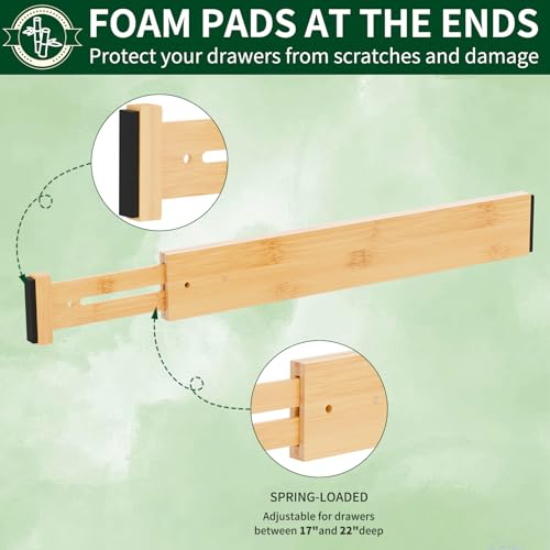 Bamboo Drawer Dividers 2.6" High (6 Count)