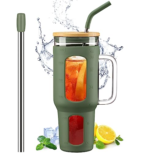 Glass Tumbler with Lid and Straw
