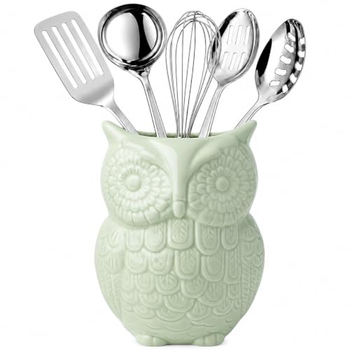 Sage Green Owl Utensil Holder