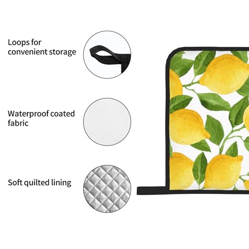 Bright Yellow Lemons Oven Mitts and Pot Holders Sets of 4
