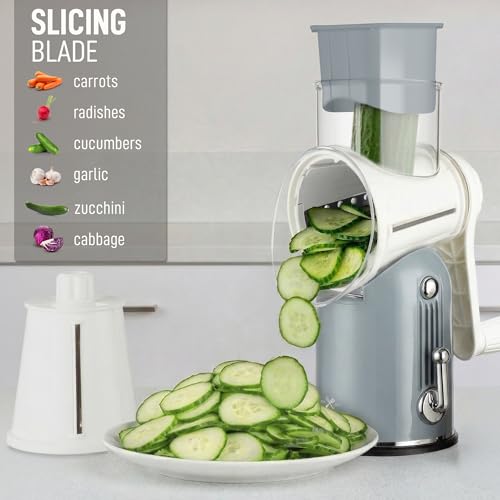 Rotary Cheese Grater Manual Hand Crank 5 Blade Shredder