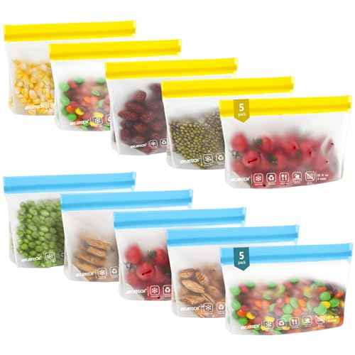 10Pack Reusable Snack Bags Dishwasher Safe (10 Count)