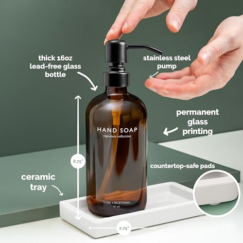 Amber Glass Soap Dispenser Set (2 Count)