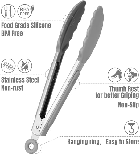 Mini Silicone Kitchen Tongs for Cooking