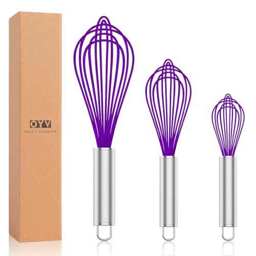 Purple Silicone Whisk Set of 3