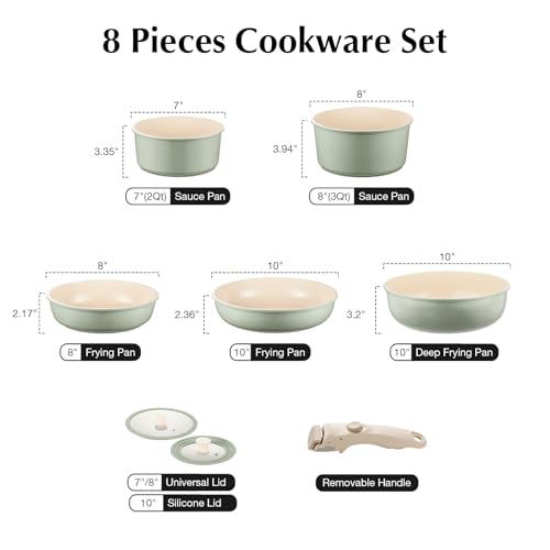 Ceramic Pots and Pans Set Non Stick Green