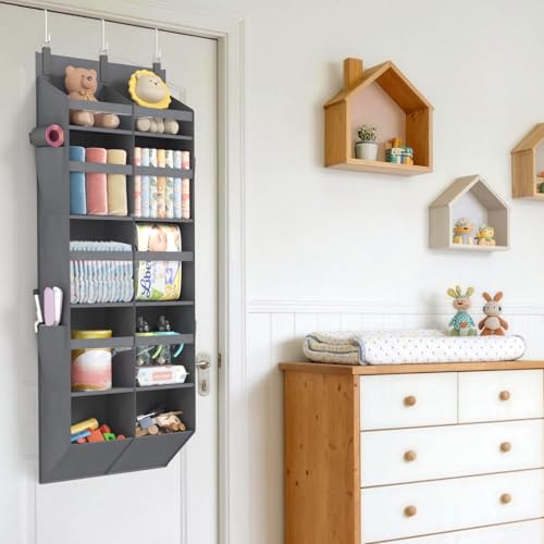 1 Pack Over the Door Organizer 10 Section Hanging Storage Dark Gray