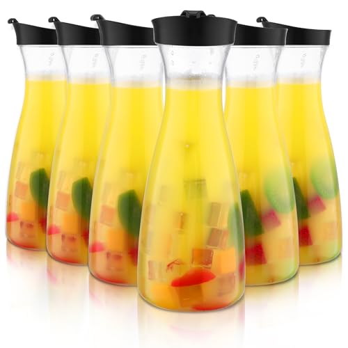 6 Pcs Plastic Carafe with Flip Top Lid (6 Count)