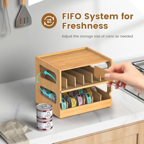 Stackable Bamboo Cat Food Can Organizer (36 Count)