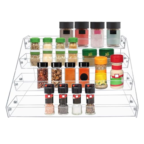 4 Tier Clear Acrylic Spice Rack Organizer for Cabinet Countertop