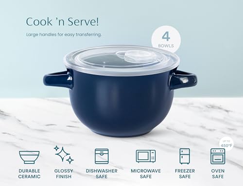 French Onion Soup Crocks with Lids & Handles (4 Count)