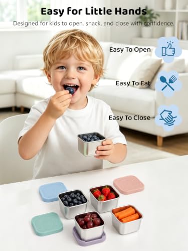 6 Pack Stainless Steel Snack Containers for Kids (6 Count)