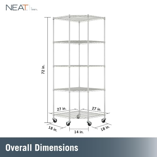 5 Tier Adjustable Wire Shelving with Wheels