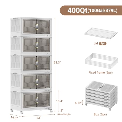 400Qt Stackable Storage Bins with Lid (5 Count)
