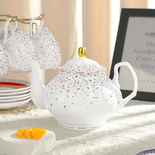 21 Piece Colorful British Porcelain Tea Sets (21 Count)