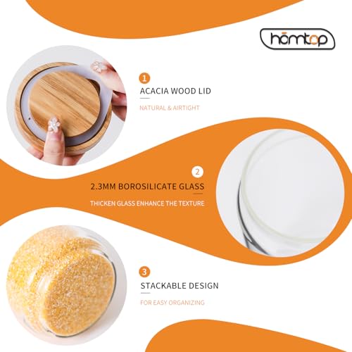 Glass Jars with Wood Lids Include 112 Labels (6 Count)