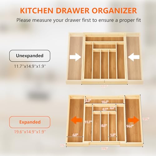 Expandable Bamboo Drawer Organizer Cutlery 7