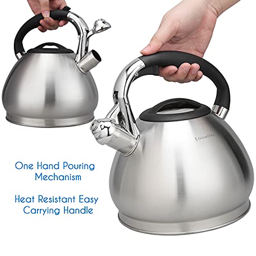 Whistling Stovetop Tea Kettle Food Grade Stainless Steel Hot Water Tea Pot With Loud Whistle