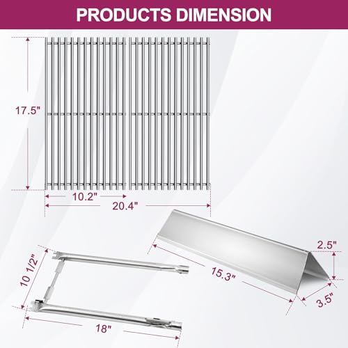 7637 Grid Grates 7635 Stainless Steel Flavorizer Bar with Burner for Weber Replacement for Spirit 200 Series