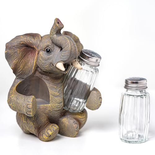 Elephant Salt And Pepper Shakers Set with Glass Spice Jars (2 Count)