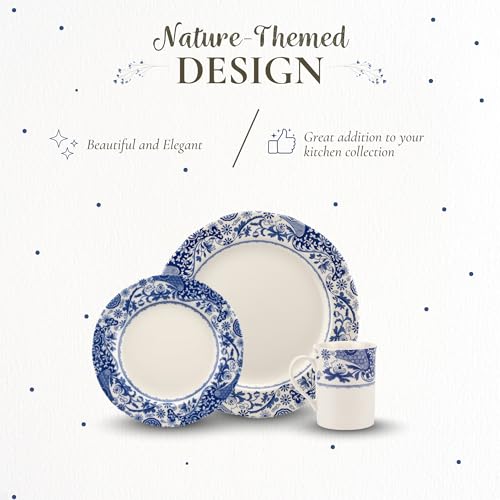Blue Italian Brocato 12 Piece Dinnerware Set