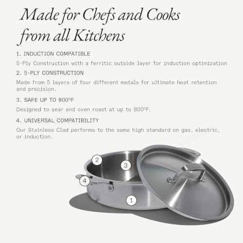 Cookware 6 Quart Stainless Steel Rondeau Pot w