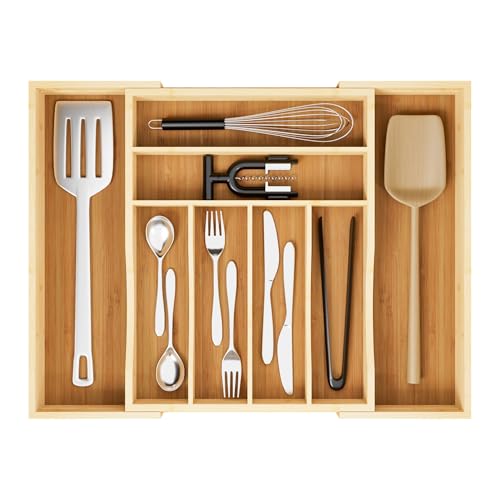 Expandable Bamboo Drawer Organizer Cutlery 6