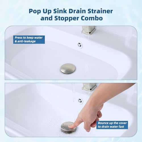 Upgraded 3 in 1 Bathroom Sink Drain Strainer