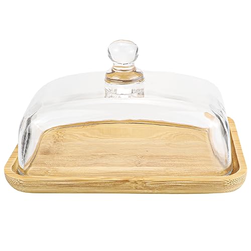 Crystal Clear Glass Butter Dish with Lid Butter Holder Container for Butter