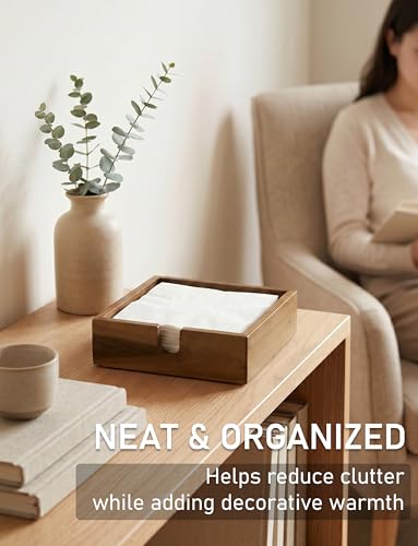 Acacia Lunch Napkin Holder 7.8 x 7.8 inches for Dining Table and Kitchen