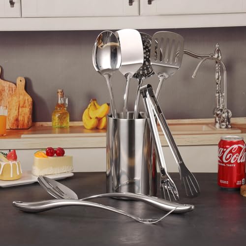 18 10 Stainless Steel Kitchen Utensils Set with Holder for Countertop (12 Count)
