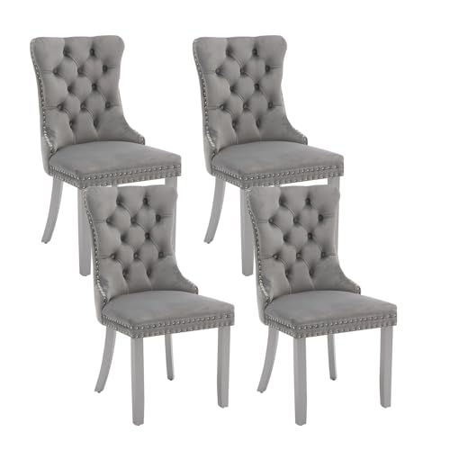 Grey Velvet Dining Chairs Set of 4 (4 Count)