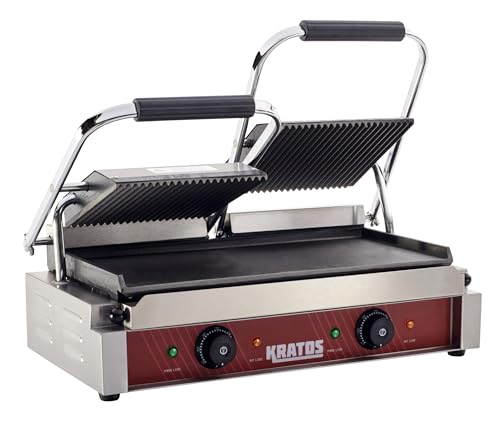 Commercial Panini Sandwich Grill Grooved Top w