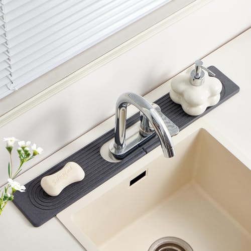 Stone Faucet Mat for Kitchen Sink Oval Hole Bathroom sink splash guard