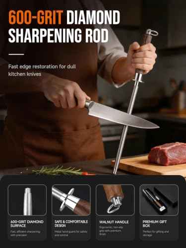 Diamond Knife Sharpener Rod
