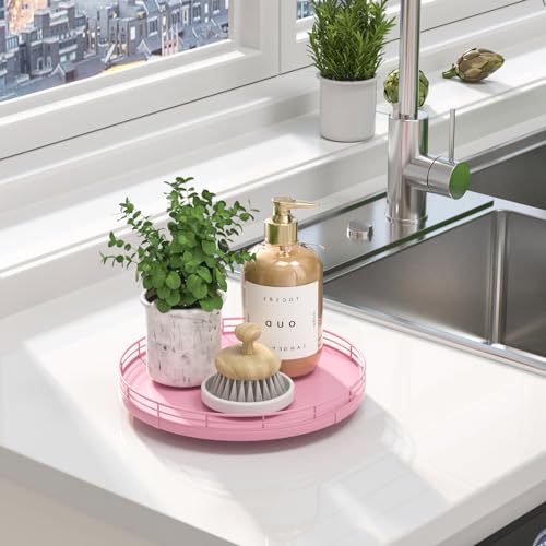 10 Inch Oak Lazy Susan Vanity Tray