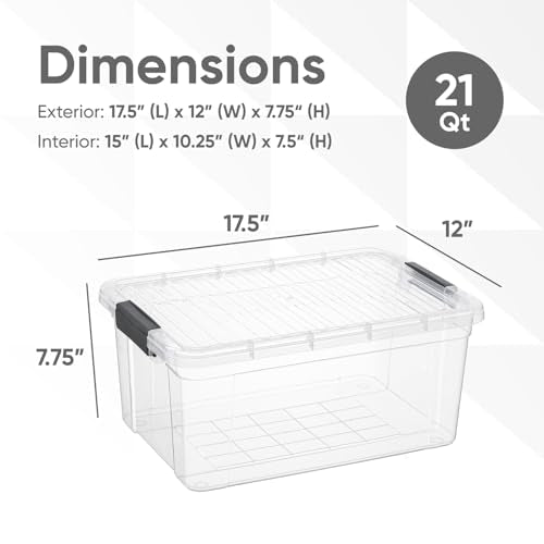 21 Quart Clear Plastic Storage Boxes with Lids