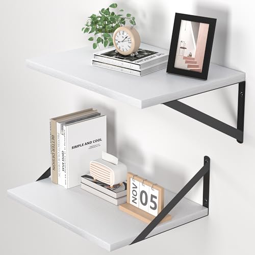 16W x 12D Deep Floating Shelves Set of 2 White