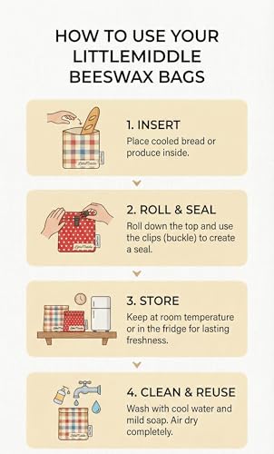 2 XL Beeswax Bread Bags for Homemade Bread