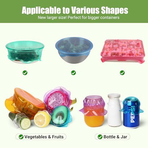 Silicone Stretch Lids for Food Storage in Fridge (8 Count)