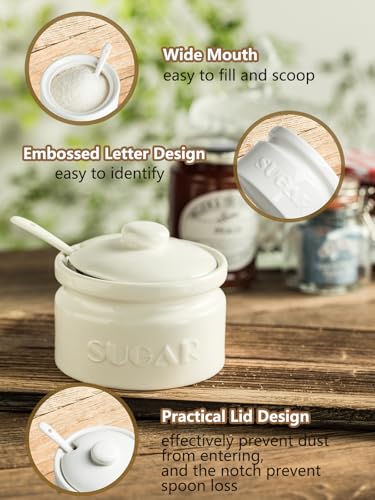 10oz Ceramic Sugar Bowl with Lid and Spoon for Coffee Bar (15.99 Count)