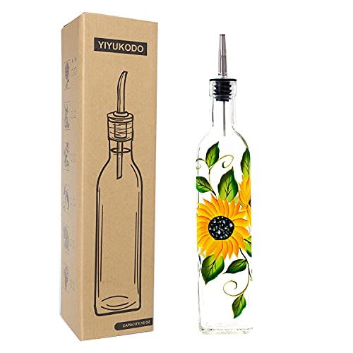 17oz Hand Painted Glass Olive Oil Bottle Dispenser