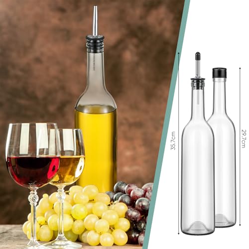 10 Pcs Long Neck Glass Bottles with Pourer for Bar Wine Syrup (10 Count)